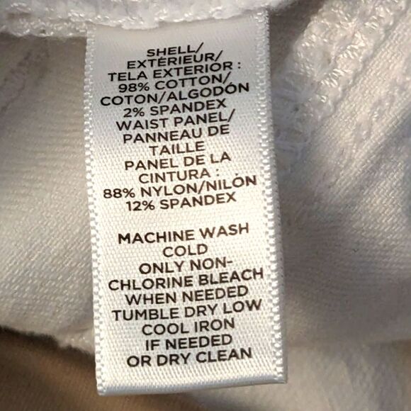 Ann Taylor LOFT White Underbelly Maturity Pull On Cotton Jeans W/Tan Waist - Picture 7 of 8